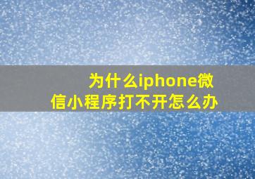 为什么iphone微信小程序打不开怎么办