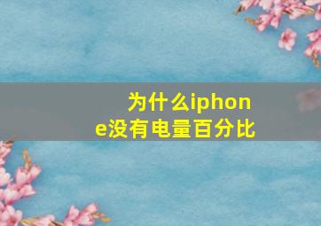 为什么iphone没有电量百分比