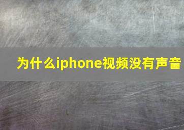 为什么iphone视频没有声音