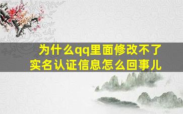 为什么qq里面修改不了实名认证信息怎么回事儿