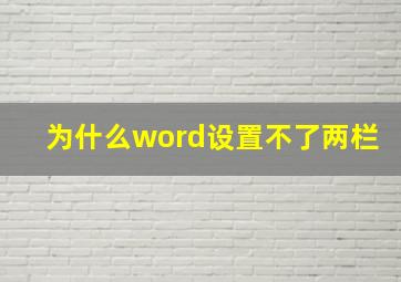 为什么word设置不了两栏