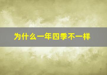 为什么一年四季不一样