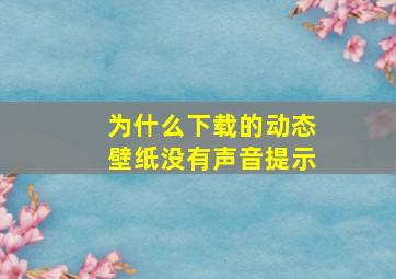 为什么下载的动态壁纸没有声音提示