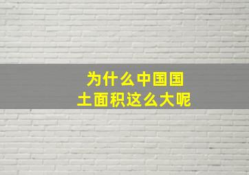 为什么中国国土面积这么大呢