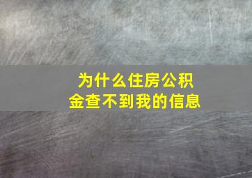 为什么住房公积金查不到我的信息