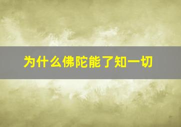 为什么佛陀能了知一切