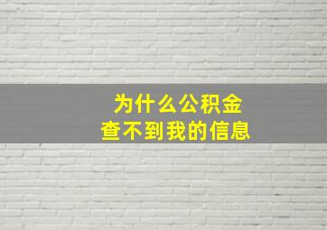 为什么公积金查不到我的信息