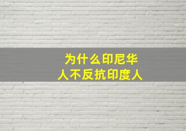 为什么印尼华人不反抗印度人