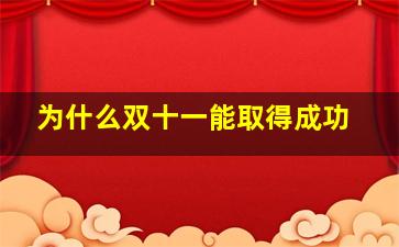 为什么双十一能取得成功