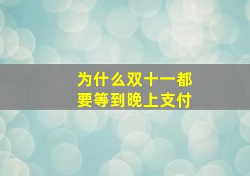 为什么双十一都要等到晚上支付