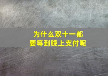 为什么双十一都要等到晚上支付呢