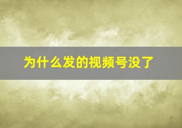 为什么发的视频号没了