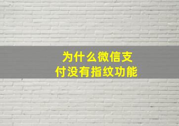 为什么微信支付没有指纹功能