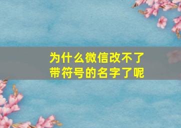 为什么微信改不了带符号的名字了呢