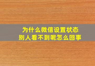 为什么微信设置状态别人看不到呢怎么回事