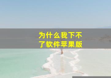 为什么我下不了软件苹果版