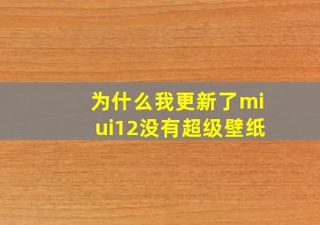 为什么我更新了miui12没有超级壁纸