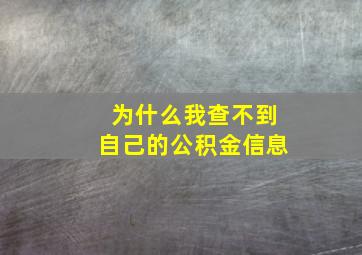 为什么我查不到自己的公积金信息