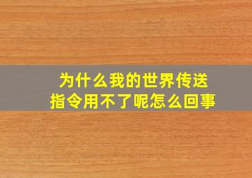 为什么我的世界传送指令用不了呢怎么回事