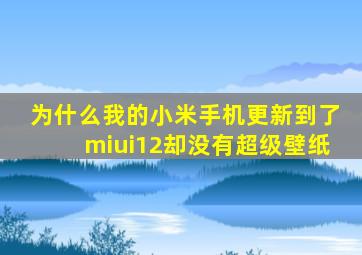 为什么我的小米手机更新到了miui12却没有超级壁纸