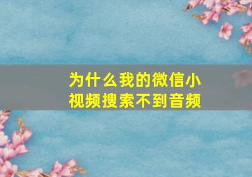 为什么我的微信小视频搜索不到音频