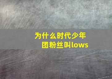 为什么时代少年团粉丝叫lows