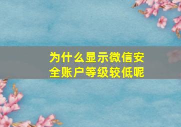 为什么显示微信安全账户等级较低呢