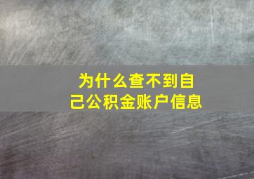 为什么查不到自己公积金账户信息