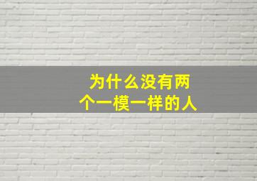 为什么没有两个一模一样的人