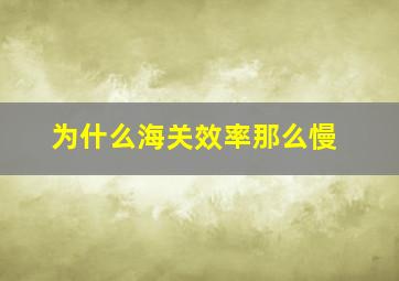 为什么海关效率那么慢