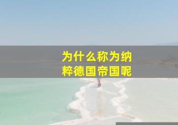 为什么称为纳粹德国帝国呢