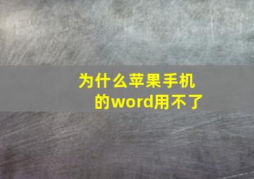 为什么苹果手机的word用不了