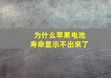 为什么苹果电池寿命显示不出来了