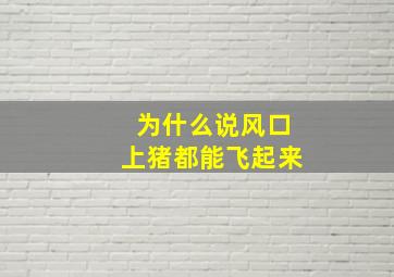 为什么说风口上猪都能飞起来