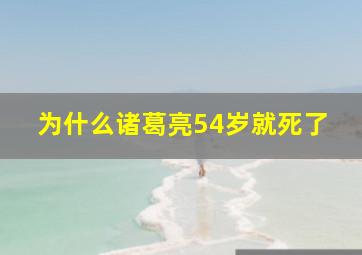 为什么诸葛亮54岁就死了