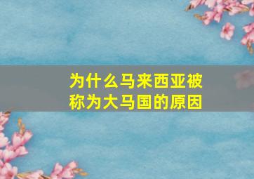 为什么马来西亚被称为大马国的原因