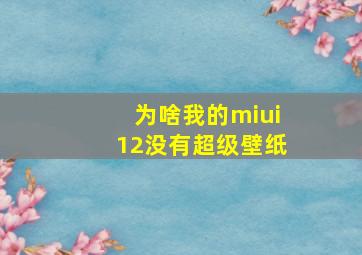 为啥我的miui12没有超级壁纸