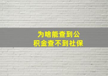 为啥能查到公积金查不到社保