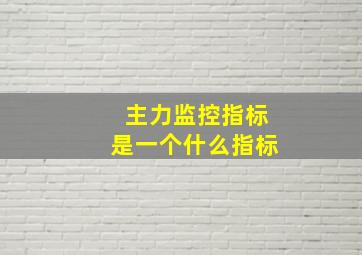 主力监控指标是一个什么指标