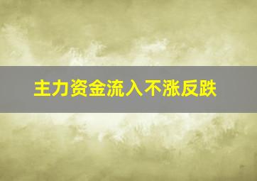 主力资金流入不涨反跌