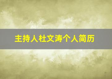 主持人杜文涛个人简历