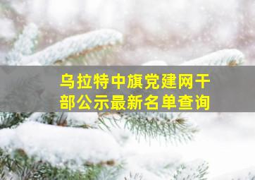 乌拉特中旗党建网干部公示最新名单查询