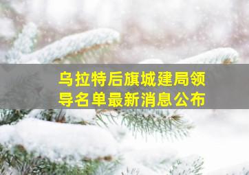 乌拉特后旗城建局领导名单最新消息公布