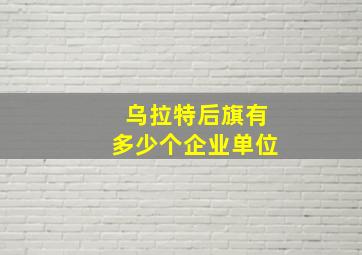 乌拉特后旗有多少个企业单位