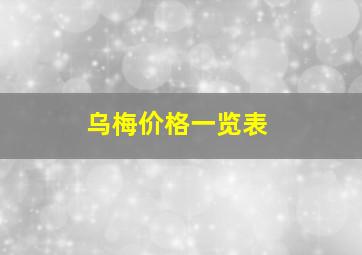 乌梅价格一览表