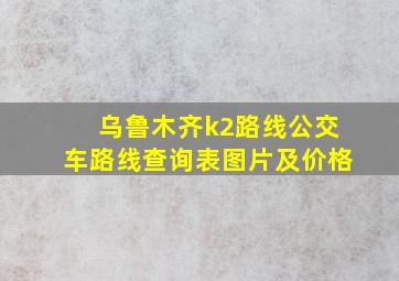 乌鲁木齐k2路线公交车路线查询表图片及价格