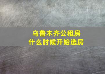 乌鲁木齐公租房什么时候开始选房