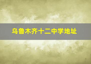 乌鲁木齐十二中学地址