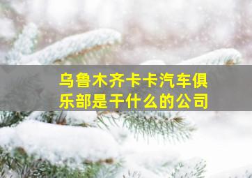 乌鲁木齐卡卡汽车俱乐部是干什么的公司