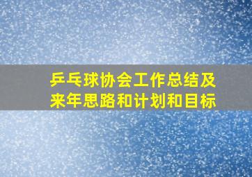 乒乓球协会工作总结及来年思路和计划和目标